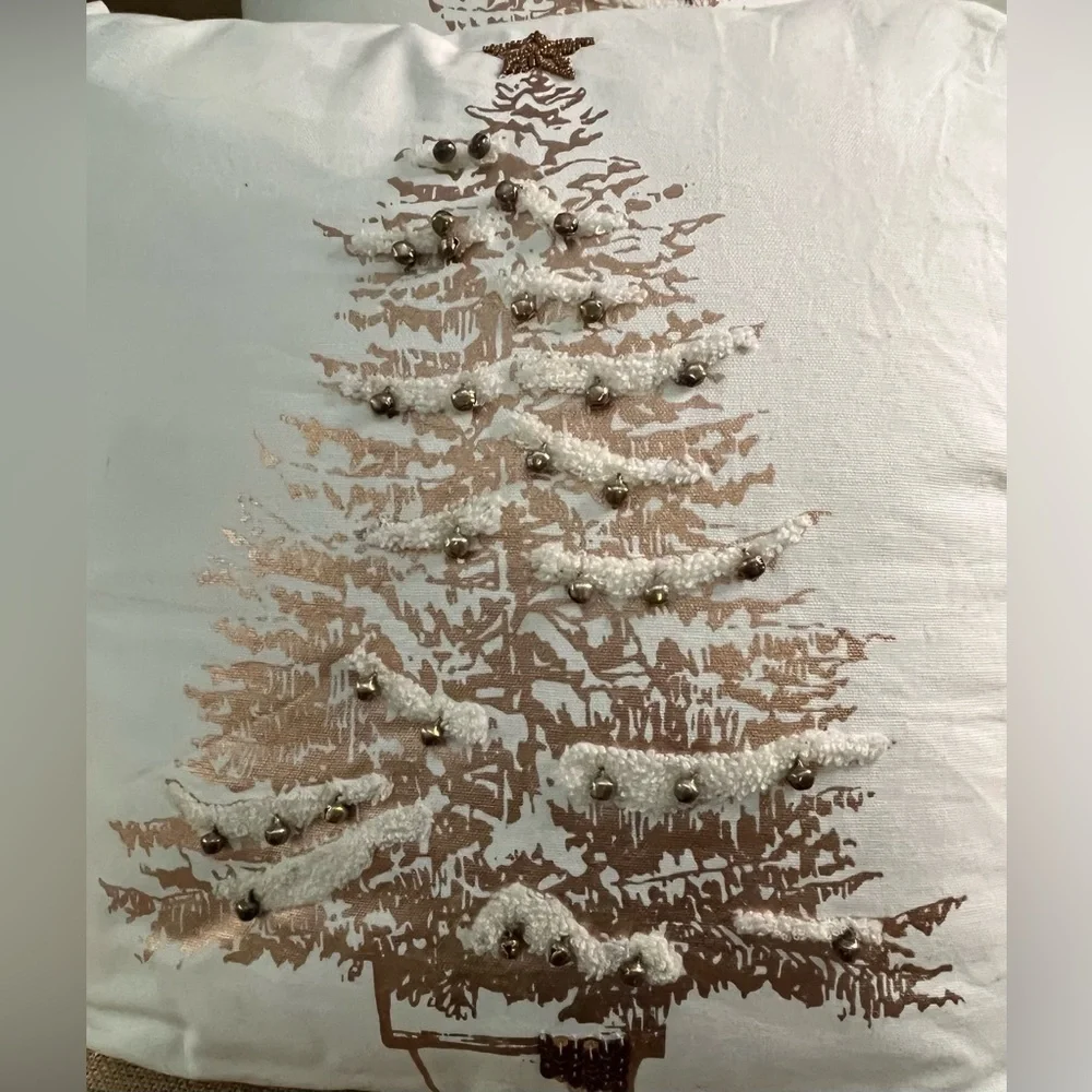 Set Of 2 Beautiful Embroidered Beaded Christmas Tree Pillows